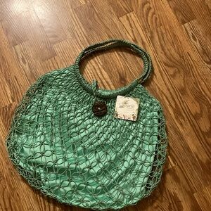 CAPPELLI  STRAWORLD NWT mint green woven straw handbag bag